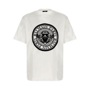 Balmain 플록 코인 크루넥 티셔츠 AH1EG000BB17 GAB TP942545235