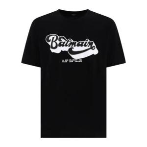 Balmain 로고 프린트 크루넥 티셔츠 BH1EG010BC44 EAB TP936273156