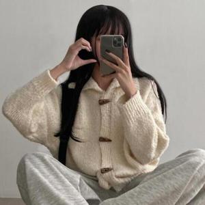 아트박스/라이니 부클 떡볶이 브러쉬 니트 가디건 ou-4085c