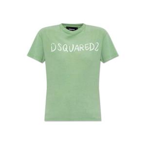 Dsquared2 화이트 페이드 저스트 라이트 핏 핸드리티드 로고 티셔츠 S72GD0574S21600 699W TP942670467