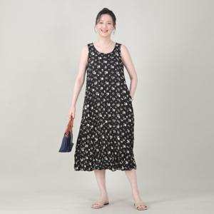 애비뉴투지 엄마옷 바캉스 플라워 주름 링클 여름 민소매 롱 원피스 K07509