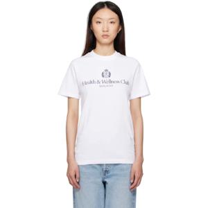 25 SS 스포티앤리치 여성 화이트 H W 크레스트 티셔츠 252446F110004