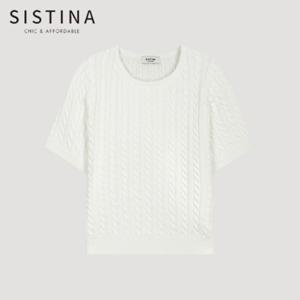 [SISTINA] 인기 케이블 크롭 반팔 니트_AAKPOO21010_IV
