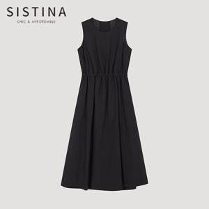 [SISTINA] 인기 백 버튼 슬리브리스 원피스_AWWOPO21190_BK