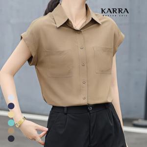 KARRA 체스크스퀘어포켓블라우스_A4M0267