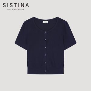[SISTINA] 인기 딥 라운드넥 크롭 가디건_ASKCDO21530_DN