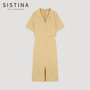 [SISTINA] 인기 레이어 오픈 칼라 원피스_AWWOPO21010_BE