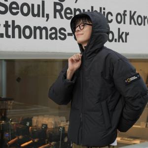 N244UDW922 후드 헤론 구스 다운 점퍼 BLACK