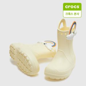 [크록스 본사] 크록스 핸들 잇 레인보우 레인 부츠 키즈 버터 크림 남여공용 (211117-76O)