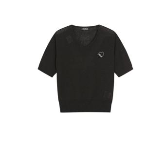 [르샵]l3f22kpo010uu전략 브이넥 반팔 하트자수 니트