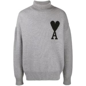 AMI Paris 하트 에이 로고 터틀넥 스웨터 UKS402018