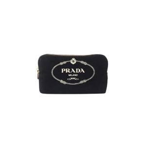 프라다 코튼 캔버스 파우치 블랙 초크 화이트 1NA693-20L-F0N12