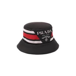 프라다 프린디드 리나일론 버킷햇 블랙 레드 화이트 1HC248-2FJW-F0N98
