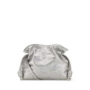 LOEWE Silver nappa leather Flamenco clutch A411FC1XBB SILVER