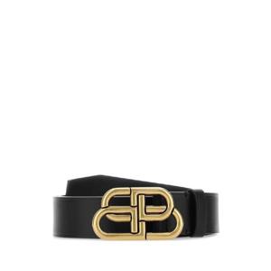 BALENCIAGA Black leather BB belt 5703701CH04 1000