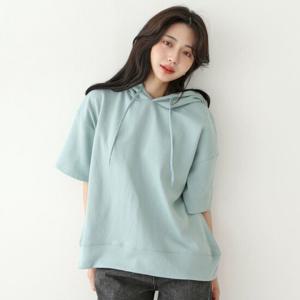 샵앤) 보보 여성 5부 반팔 후드 면 티셔츠 AMI-WSH-3264-민트