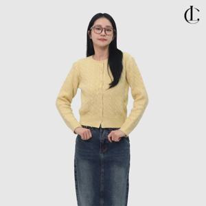 엘케이트 여자 가디건 라운드넥 기본 베이직 긴팔 꽈배기 니트 LFR009