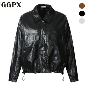 GGPX  시크 페이크 레더 봄 자켓 (GP1JK017F)