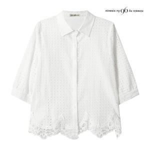 나인식스뉴욕  스퀘어 펀칭 레이스 블라우스 (NP4SH014M0)