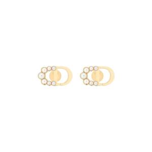 디올 쁘띠 CD 미니 스터드 이어링 골드 피니쉬 메탈 화이트 레진 펄 E3649WOMRS-D301
