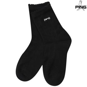 [핑골프]여성 로고 자수 중목 양말 121E7SC051_BK