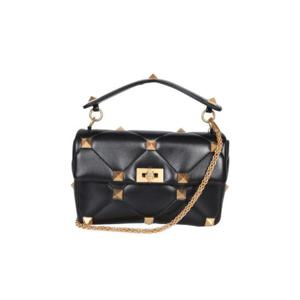 Valentino Garavani 로만 스터드 폴드오버 탑 숄더백 4W2B0I60BSBSF 0NO TP942155480