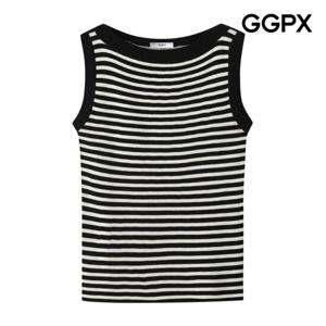 [GGPX] 보트넥 스트라이프 슬리브리스 니트 (GP6KP014F)
