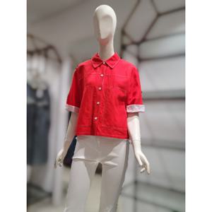 [SI] SI스티치 롤업 배색 블라우스SIBAE24170