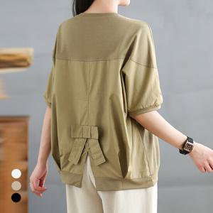 KARRA (77까지)와이드리본핀턱티셔츠_A5M0810