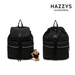 [헤지스ACC][선물포장][PUPPY] 블랙 나일론 투웨이 백팩 L [키링SET] HIBA5FH04BK