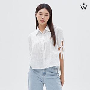 [위시드]카라넥 소매 리본 레이스 퍼프 블라우스 (WIAABL236)