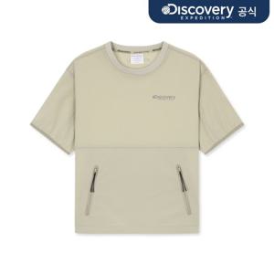 키즈 프레시벤트 경량 우븐 아웃도어 트레이닝 반팔티셔츠 (L/BEIGE)