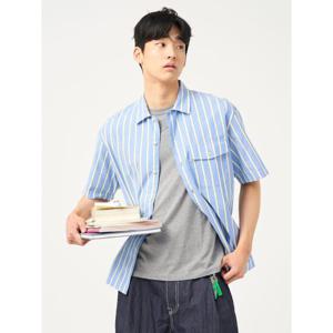 [빈폴멘] 공통 스트라이프 반소매 셔츠  블루 (BC5465C84P)
