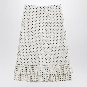 VALENTINO 주름 장식이 있는 아이보리색 폴카도트 스커트 6B0RADC198S/Q_VALE-R8E