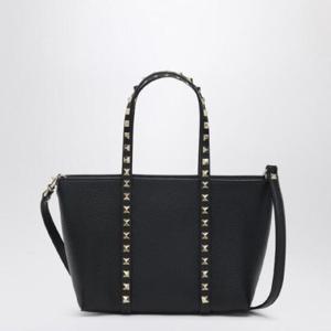 VALENTINO GARAVANI Black leather mini Rockstud tote bag 6W2B0R05VSF/Q_VALE-0NO