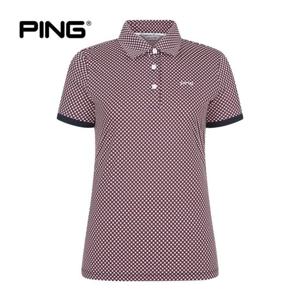 [핑](본사) [PING] 여성 패턴 카라 반팔 티셔츠 121E2TO353_NA