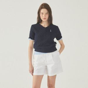 [후아유]여성 Steve V-neck Short Sleeve Sweater WHKAF3702F