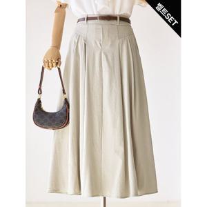 [커스텀에이블]사선절개 주름 A라인 스커트_T2506SK036B