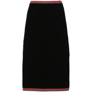 구찌 Black Web Stripe Crochet Knit Skirt 792043XKD3C TP719841862