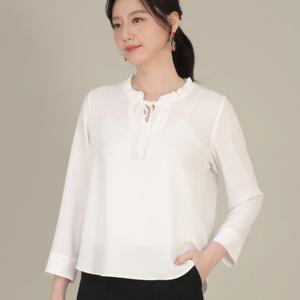 [애비뉴투지]쉬폰 리본 셔링 봄 가을 긴팔 정장 블라우스 B10422