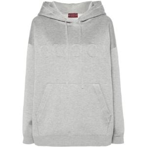 GUCCI Felpa con cappuccio effetto melange con logo in rilievo 784030XKD331264