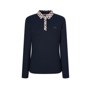 닥스 골프 여성 24FW 스테디셀러체크 카라 레터링 긴팔폴로티셔츠 (NAVY) WNTS4D750N3