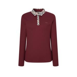 닥스 골프 여성 24FW 스테디셀러체크 카라 레터링 긴팔폴로티셔츠 (WINE) WNTS4D750D2