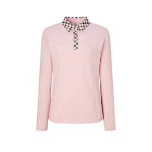 닥스 골프 여성 24FW 스테디셀러체크 카라 레터링 긴팔폴로티셔츠 (PINK) WNTS4D750P1