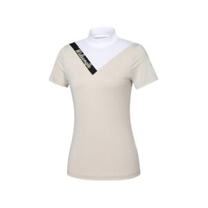 와이드앵글골프반팔티 KQJ WWM23293E2 여성 VA 컬러 블록 반팔 반넥 티셔츠 / Beige