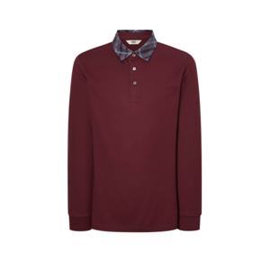 닥스 골프 남성 24FW 스테디셀러클래식 카라 체크 긴팔폴로티셔츠 (WINE) WGTS4D750D2