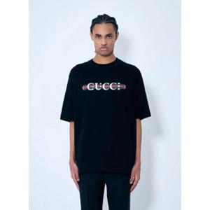 25 SS 구찌 남성 로고 프린트 티셔츠 guc0159054blk