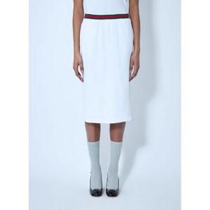 25 SS 구찌 여성 웹 트리밍이 있는 면 저지 스커트 guc0259005wht