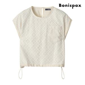 [보니스팍스] 아가일 패턴 스트링 반팔 블라우스 (XP6SH021M0)