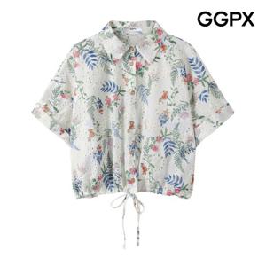 [GGPX] 플로럴 펀칭 스트링 블라우스 (GP6SH027F)